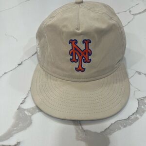 New Era New York Mets Unstructured Adjustable Hat Beige Brown Great Condition